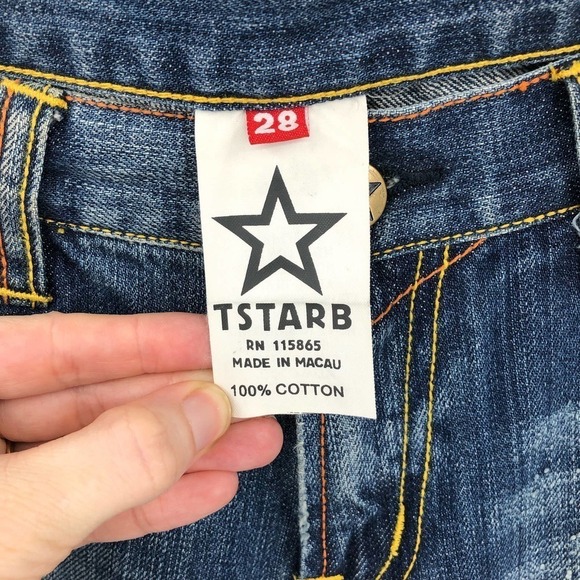 T Star B Womens Bootcut Jeans Size 28 Distressed Medium Wash Low Rise Y2K Cotton - Picture 7 of 8